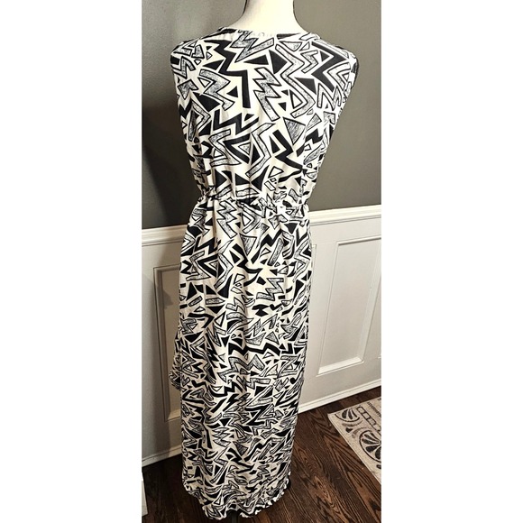 Jessica Taylor High Low Black White Y2K Monochrome Geometric Dress XL - Picture 4 of 8